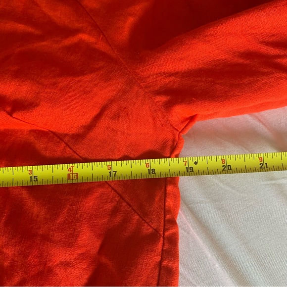 Maeve Anthropologie Audie Blouse Womens Small 100% Linen Orange Long Sleeve Boho - Picture 11 of 13